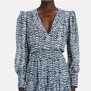 INTERMIX Mae Printed Silk Shirt, Small